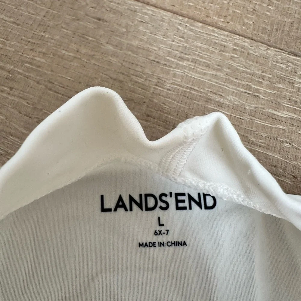 Lands' End Kids White Swim Rashguard